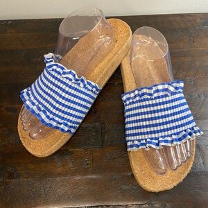 ALEX + ALEX Aura Gingham Slide Sandals Blue White Size 10 NEW